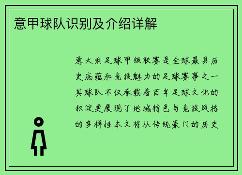 意甲球队识别及介绍详解