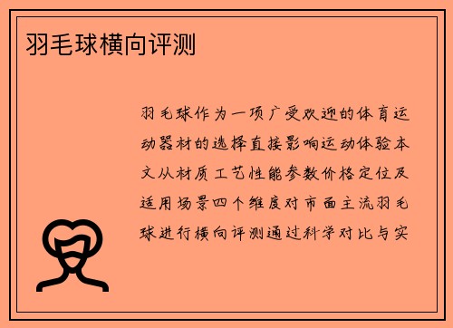 羽毛球横向评测