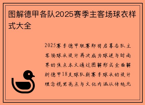 图解德甲各队2025赛季主客场球衣样式大全